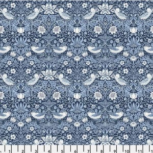 One Curtain Panel or Valance - Handmade using &quot;Mini Strawberry Thief - Indigo&quot; Fabric designed by William Morris & Co. - Window Treatments