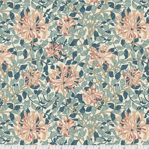 Cascade Roman Shade - Handmade using "Honeysuckle - Aqua" Fabric designed by William Morris & Co. - Window Treatments, made in Ohio