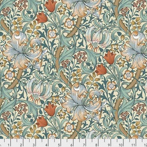 Cascade Roman Shade - Handmade using &quot;Golden Lily - Autumn&quot; Fabric designed by William Morris & Co. - Window Treatments, made in Ohio