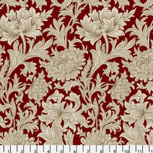 Cascade Roman Shade - Handmade using "Chrysanthemum Tonal - Crimson" Fabric designed by William Morris & Co. - Window Treatments