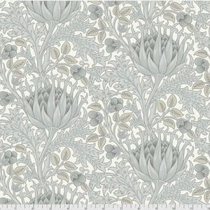 Cascade Roman Shade - Handmade using "Artichoke - Dove" Fabric designed by William Morris & Co. - Window Treatments, made in Ohio
