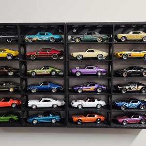 12 Car Wall Mount Hot Wheels/ Matchbox 1/64 Display W/Stay in place Ribs.