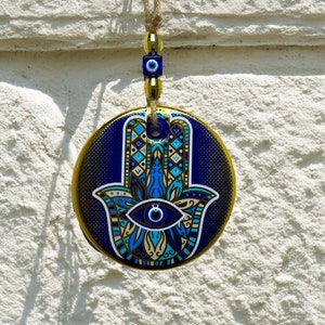Zawieszka ścienna Evil Eye, ochrona domu, wystrój domu, pomysł na prezent dla nowego domu, urok ochronny, wystrój domu Hamsa, prezent dla dziecka, prezent duchowy