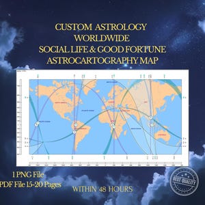 Soziales Leben & Glück Astrokartographie Lesung, Beste Orte für Freude, Popularität, Gemeinschaft, Glück, Umzugskarte, Astrologie