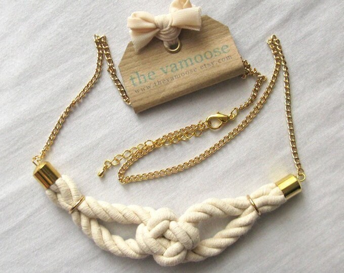Sailor Knot Necklace in Natural and Gold Etsy
