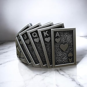 Anello in argento con carte da poker Royal Flush, argento sterling 925, anello Flush Royal, accessorio per il gioco d'azzardo artigianale, regalo per gli amanti del casinò,