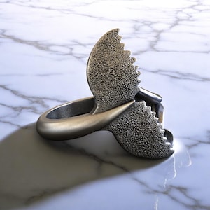 Whale Tail Silver Ring - Sea Ring - Sea and Water Themed - Whale Tail Design