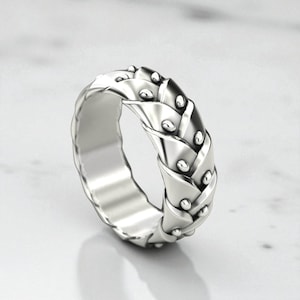 Braided Silver Ring 925 Sterling – Handmade Men’s Wedding Band, Unique Statement Ring, Sterling Silver Braided Pattern Jewelry Gift