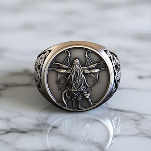 Cthulhu Mythos Ring, 925 Sterling Silver Elder God Statement for Men, Cthulhu  Handcrafted Lovecraft Inspired Design Jewelry, Macabre Ring!