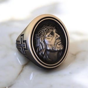 Anillo de la Corona de Espinas de Jesús, Anillo Religioso de Plata 925, Cruz de Jesús, Símbolo Cristiano, Fe, Devoción, Regalo Perfecto para Creyentes y Admiradores Religiosos.