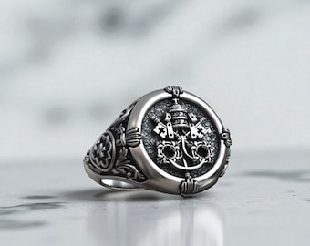 Sterling Silver Vatican Ring – Handmade Papal Signet, Christian Jewelry