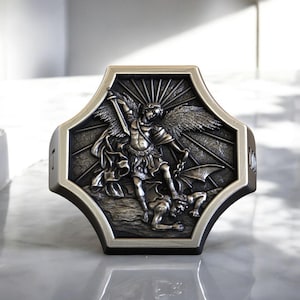 聖ミカエル大天使リング、925スターリングシルバー、戦士デザイン