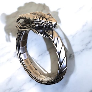 Anillo de dragón Ouroboros, joyería de serpiente en plata de ley 925, anillo de fantasía mitológica hecho a mano, símbolo único del ciclo eterno, anillo de dragón