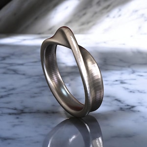 Mobius Ring, Handcrafted 925 Sterling Silver Mobius Twist Ring | Unique Infinite Band, Geometric Eternity Jewelry, Delicate  Mobius Ring