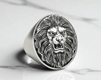 Empress Hallmarked Solid 925 Sterling Silver Lion Head Ring - Handmade Bulgaria Nickel-Free