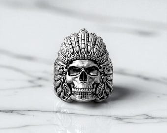 Anillo de sello con calavera de plata para hombres y mujeres Anillo de sello con calavera de plata para hombres y mujeres