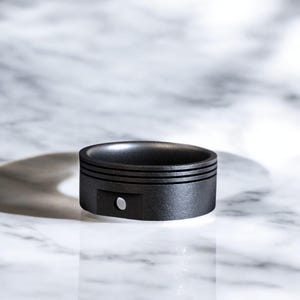 Oxidized Sterling Silver Piston Ring Band, Mechanic Biker Jewelry