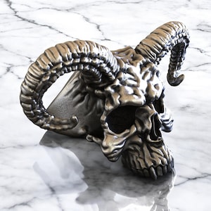 Authentic Silver Goat Skull Ring, 925 Sterling Silver Ring, Unisex Goat Skull Ring, Occult Ring, Gothic Ring, Punk Ring, Rock Ring