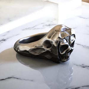 Skull Ring, Silver Ring, Men&#39;s Ring, Gothic Ring, Rock Ring, Biker Ring, 925 Silver, Handcrafted, Special Design, Vintage Ring