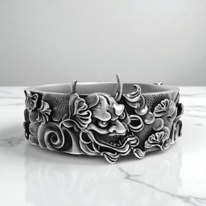 Hannya Mask Ring, 925 Sterling Silver Japanese Oni Demon Cuff, Statement Mythology Jewelry, Hannya Kabuki Oni Mask Traditional Japanese Ring