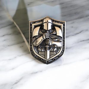 Knight Signet Ring, Handmade 925 Silver Medieval Warrior Crusader Jewelry, Statement Shield Ring for Men, Unique Historical Gift for Him