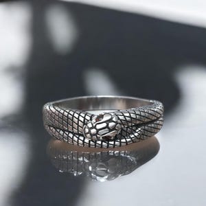 Snake Ring, Sterling Silver Serpent Jewelry, Unique Animal Ring, Handmade 925 Silver Ring, Gothic Gift For Him