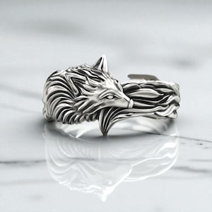 Wolf Head Ring 925 Sterling Silver – Handmade Animal Themed Men’s Statement Ring, Unique Wild Nature Jewelry Gift for Him or Her