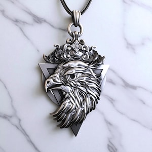 Eagle Pendant 925 Silver Necklace – Handmade Animal Talisman Jewelry, Sterling Silver Eagle Head Amulet, Bold Gift for Men & Women