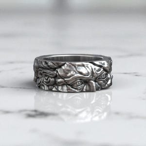 Moses Head Look Ring, Michelangelo Renaissance Sculpture Artistic Masterpiece Historic Silver Ring, Spiritual 925 Sterling Silver Ring