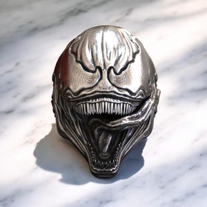 Venomous Sterling Silver Ring, Striking 925 Silver Alien Symbiote Statement Band, Venom 925 Sterling Silver Ring, Movie Silver Ring/Jewelry