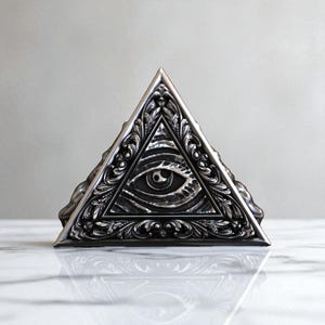 All Seeing Eye Ring, 925 Sterling Silver Pyramid Eye of Providence, Ornate Statement Signet Ring, Esoteric Protection Amulet Jewelry