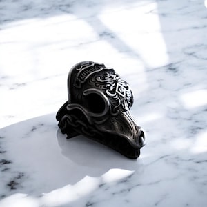 Plague Doctor Ring with 13 Symbol, Sterling Silver Gothic Jewelry, Unique Biker Statement Ring, Dark Academia Ring, Morior Invictus Jewelry