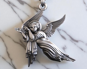 Sterling Silver Guardian Angel Necklace: Religious Amulet, Spiritual Jewelry