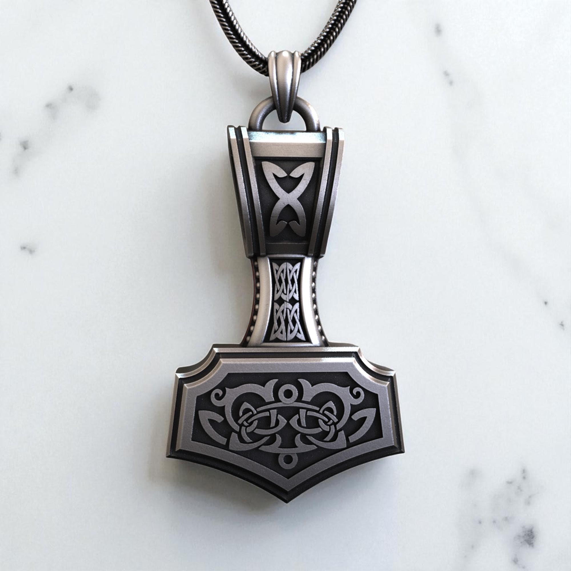 存在感抜群 スカルネックレス ツイストチェーン 太め トールハンマー ペンダント メンズネックレス ゴツい 太幅 神話 伝説 NICHANGHUA ノルディック バイキング ヴィンテージ ネックレス ダブル ステンレススチール ウルフヘッド トール ハンマー