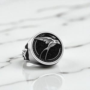 Elegant Swallow Silver Ring | 925 Sterling Silver Bird Jewelry | Unique Statement Ring for Men & Women