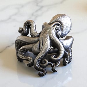 Octopus Ring, Stunning 925 Sterling Silver Kraken Tentacle Design, Unique Nautical Animal Jewelry, Gothic Ocean Octopus Tentacles Fashion