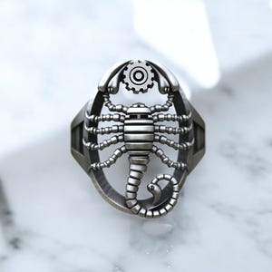 Scorpion Ring, Edgy 925 Sterling Silver Steampunk Scorpion  Ring, Industrial Insect Jewelry Gift, Robotic Scorpion Futuristic Jewelry