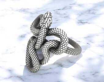 Coiled Snake Ring: Bold Sterling Silver Serpent Statement Jewelry