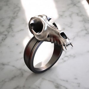 Wolf Skull Ring, Fierce 925 Silver Animal Spirit Statement Jewelry, Wolf Skull  Handcrafted Intricate Detail Ring, Wildlife Goth Enthusiasts