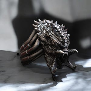 Fearsome Hunter Mask Ring 925 Sterling Silver, Alien Warrior Jewelry, Predator Ring , Alien , 925 Sterling Silver, Skull Ring, Movie Ring