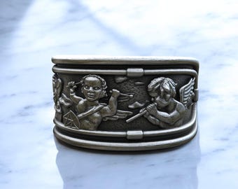 Guardian Angel 925 Sterling Silver Ring, Unisex Cherub Band