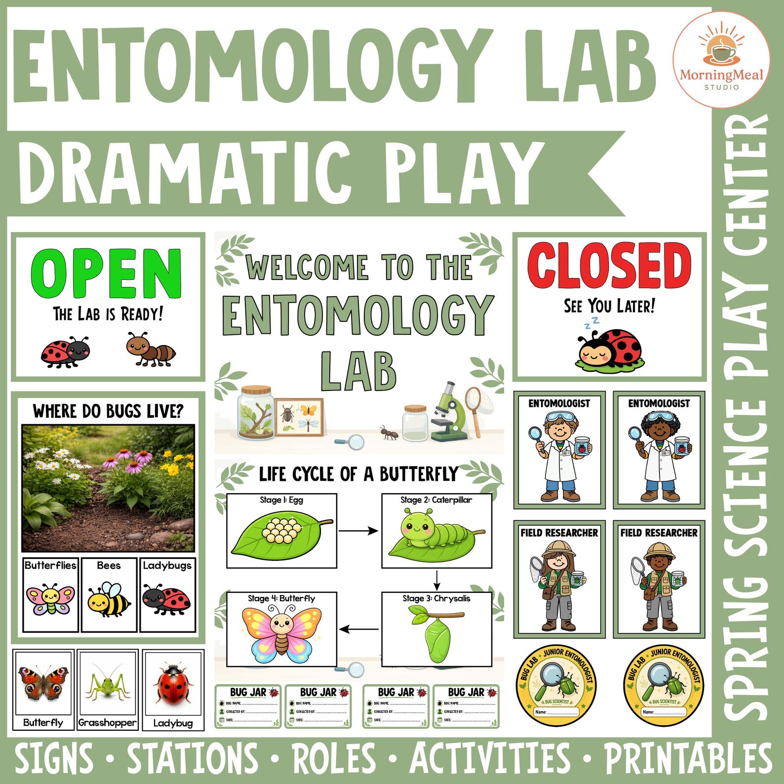 Bug Lab Sign Entomology Bug Lab Dramatic Play Center | Insect & Bug Science Spring ...
