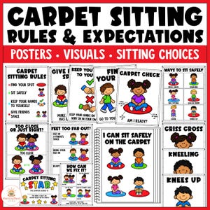Carpet Sitting Rules & Expectations Posters | Classroom Visuals (Digital Download)