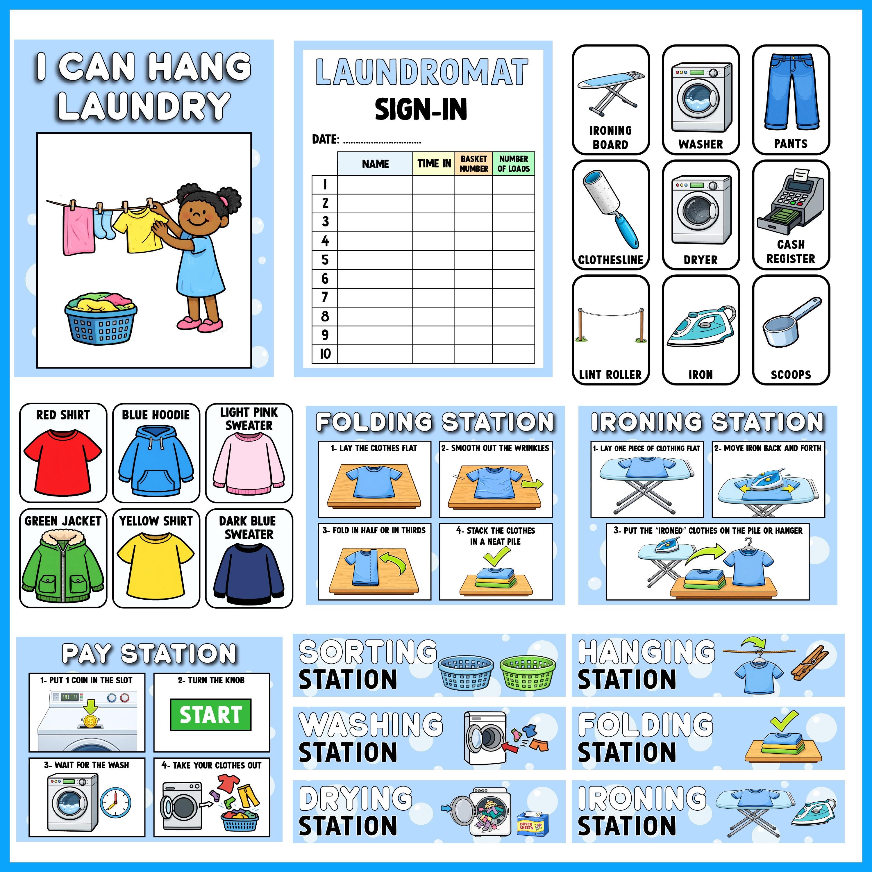 Laundromat Dramatic Play Center | Laundry Room Pretend Play | Clothing ...