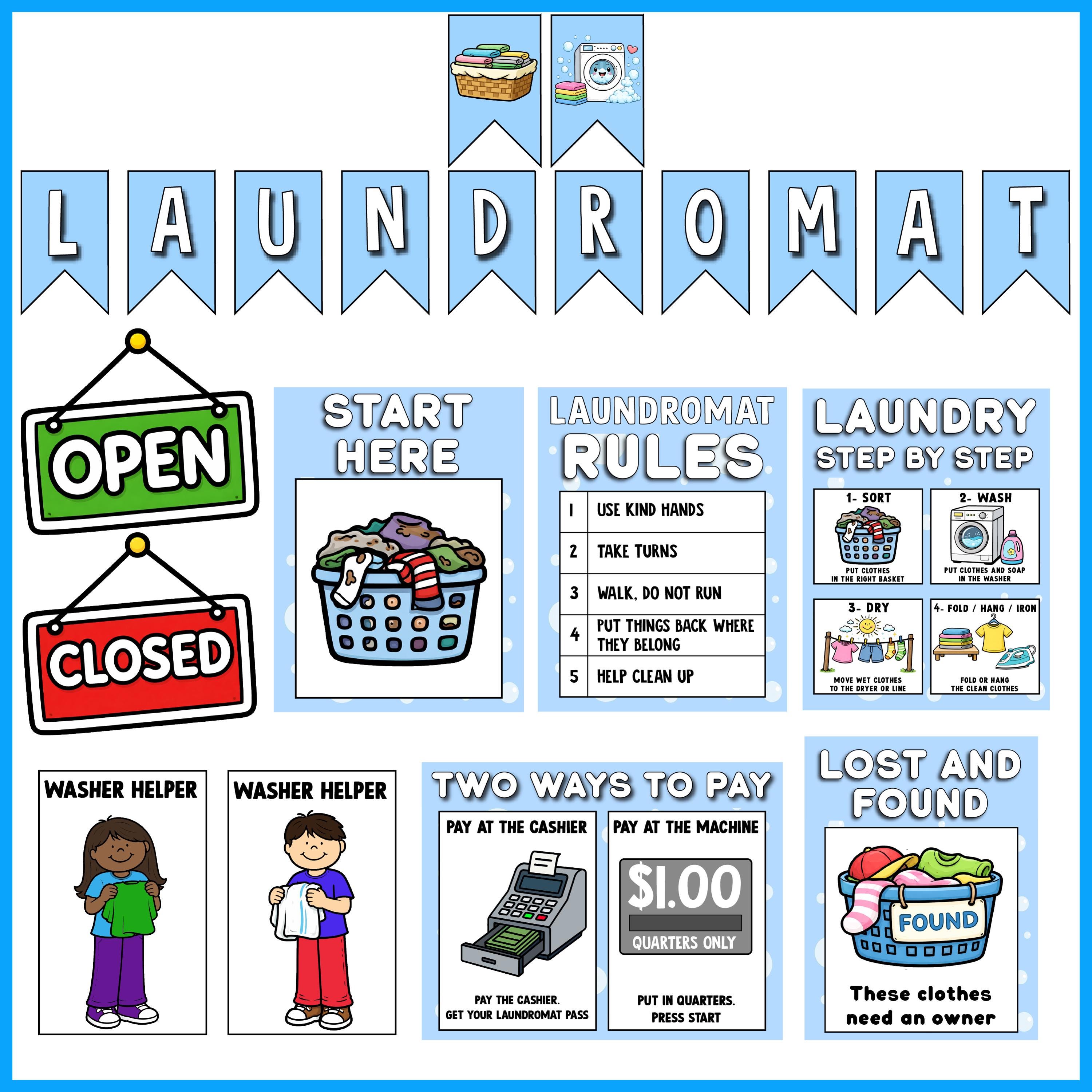 Laundromat Dramatic Play Center | Laundry Room Pretend Play | Clothing ...
