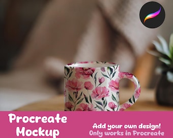 Editable Procreate Coffee Cup Mockup for Patterns and Design Showcase | Digital Download | Coffee Cup Mockup Digital Download | Mug Mockup