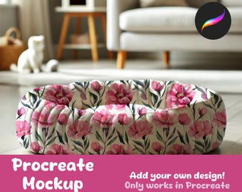 Editable Procreate Pet Bed Mockup for Patterns and Design Showcase | Digital Download | Cat Bed Mockup Digital Download | Dog Bed Mockup