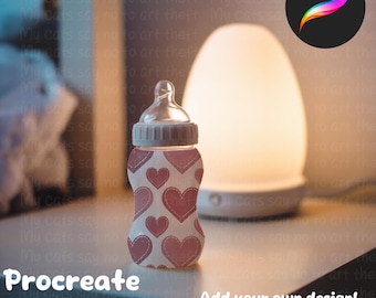 Editable Procreate Baby Bottle Mockup for Patterns and Design Showcase | Digital Download | Baby Bottle Mockup Digital Download