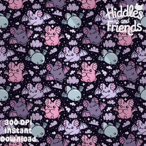 Black Pastel Bats Seamless Pattern - Bat Lover Digital Design 300 DPI PNG Download for Digital Papers Vinyl Fabric Surface Design