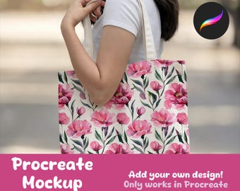 Tote Bag Mockup | Editable Procreate Tote Bag Mockup for Patterns and Design Showcase | Digital Download | Reusable Bag Mockup